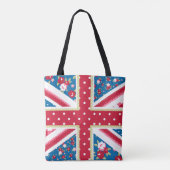 Fun Folk Quilt British Union Jack Flowers Tote Bag (Achterkant)