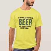 Fun Food T-shirt, Bier & Kippenvleugels Evenwichti T-shirt (Voorkant)