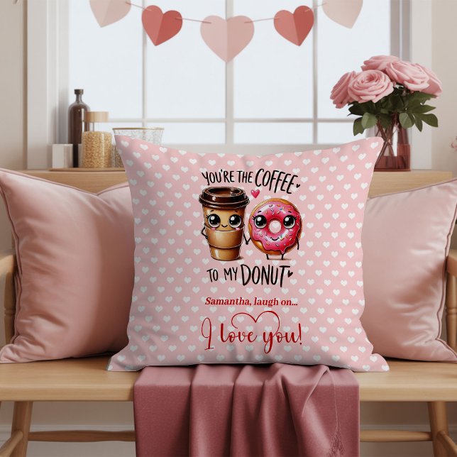 Fun Food Valentijnskussen met Aangepaste Naam Kussen (Funny Food Valentine Pillow with Custom Name)