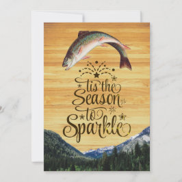 Fun-forel-zeesleutels, groet op houtkorrel feestdagenkaart