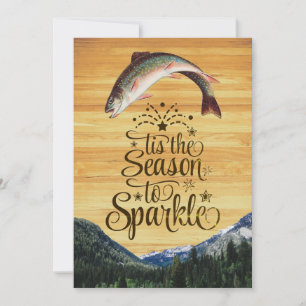 Fun-forel-zeesleutels, groet op houtkorrel feestdagenkaart