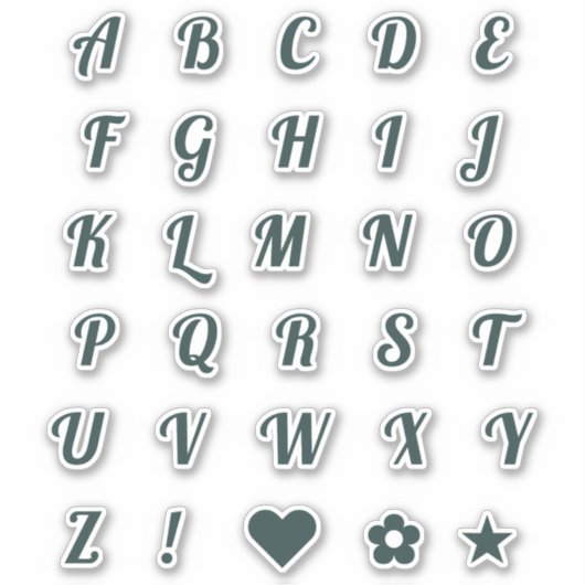 Fun Forest Green Alphabet Initiaal Monogram Letter Sticker (Voorkant)