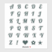 Fun Forest Green Alphabet Initiaal Monogram Letter Sticker (Vel)