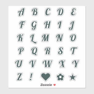 Fun Forest Green Alphabet Initiaal Monogram Letter Sticker