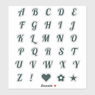 Fun Forest Green Alphabet Initiaal Monogram Letter Sticker