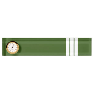 Fun Forest Green Triple White Racing Stripes Klok Naambordje