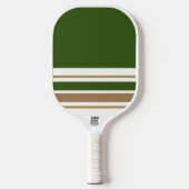 Fun Forest Groen Bruin Kleur Blok Racing Stripes Pickleball Paddle (Voorkant)