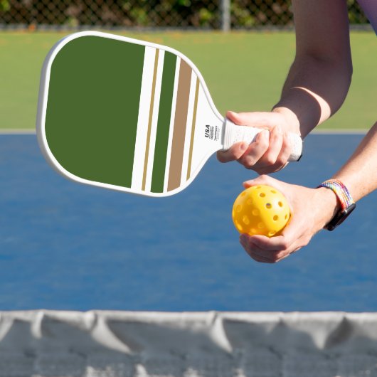 Fun Forest Groen Bruin Kleur Blok Racing Stripes Pickleball Paddle (Insitu)