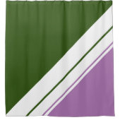 Fun Forest Groene Lavendel Witte Racing Stripes Douchegordijn (Voorkant)
