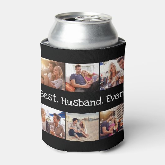 Fun Foto Best Husband Collage Persoonlijk Zwart Blikjeskoeler (Blikje Voorkant)