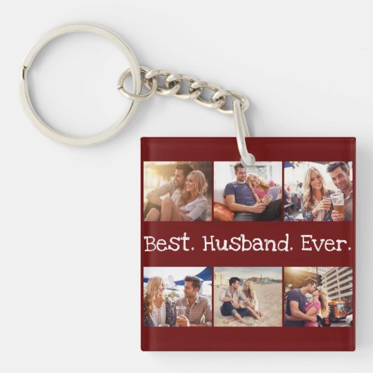 Fun Foto Best Husband Ever Persoonlijk Rood Sleutelhanger (voorkant)