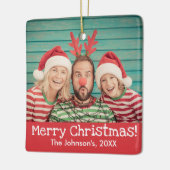 Fun Foto op Rustige Kerst voor en achter Keramisch Ornament (Links)