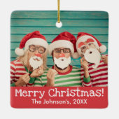 Fun Foto op Rustige Kerst voor en achter Keramisch Ornament (Achterkant)