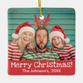 Fun Foto op Rustige Kerst voor en achter Keramisch Ornament (Voorkant)