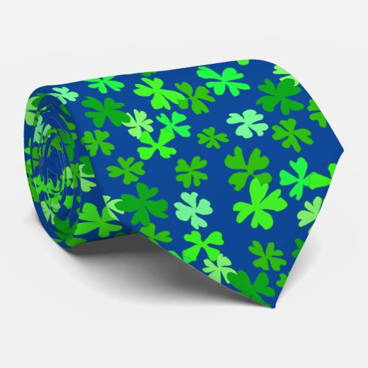 Fun Four Leaf Clovers op Navy Blue Stropdas (Opgerold)