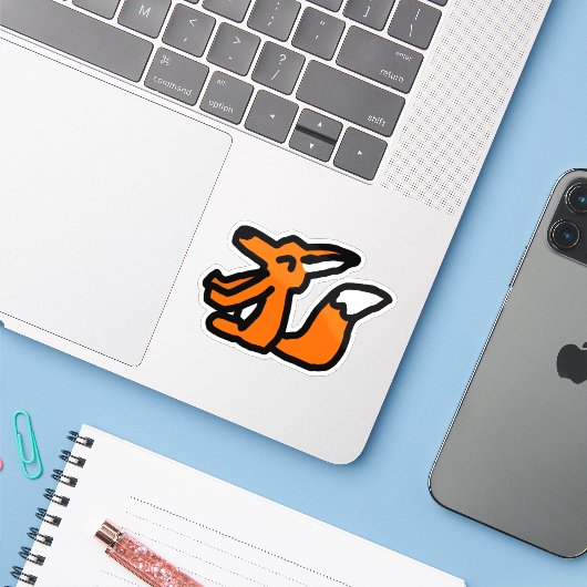Fun Fox Drawing Sticker (Laptop met iPhone)
