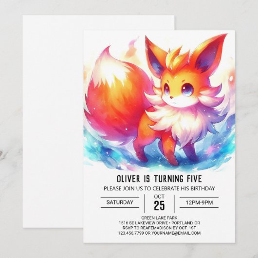 Fun Fox Verjaardag Kaart (Voorkant / Achterkant)