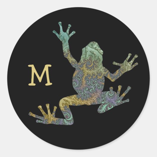 Fun Fractal climate Tree Frog met je monogram Ronde Sticker (Voorkant)