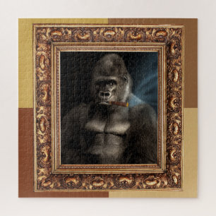Fun Framed Gorilla Smoking Cigar Smoker Gift Legpuzzel