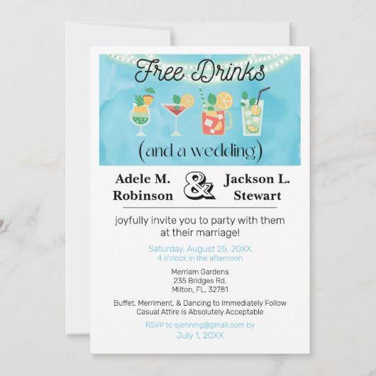 Fun Free Drinken (en een huwelijksuitnodiging) Kaart (Voorkant)