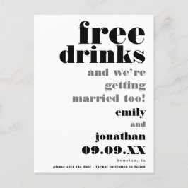 Fun Free Drinken Zwart Wit Trouwen Save The Date Aankondigingskaart