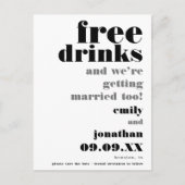 Fun Free Drinken Zwart Wit Trouwen Save The Date Aankondigingskaart (Voorkant)
