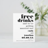 Fun Free Drinken Zwart Wit Trouwen Save The Date Aankondigingskaart (Staand voorkant)