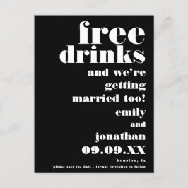Fun Free Drinken Zwart Wit Trouwen Save The Date Aankondigingskaart
