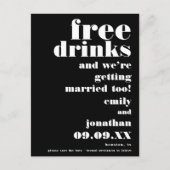 Fun Free Drinken Zwart Wit Trouwen Save The Date Aankondigingskaart (Voorkant)