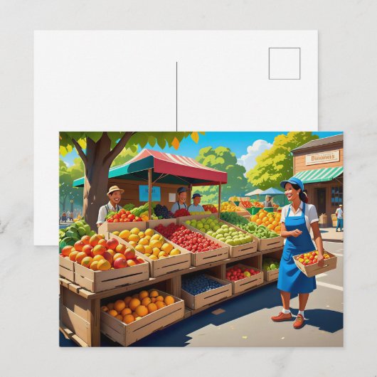 Fun fresh fruit vendors briefkaart (Voorkant / Achterkant)