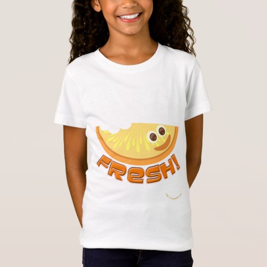 Fun Fresh Oranje Slice Cartoon Design T-shirt (Voorkant)