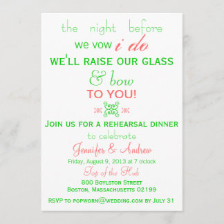 Fun, Fresh Rehearsal Dinner Invitation Mint Green Kaart