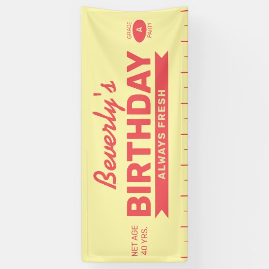 Fun Fresh Stick of Butter Red Text Birthday Party Spandoek (Verticaal)
