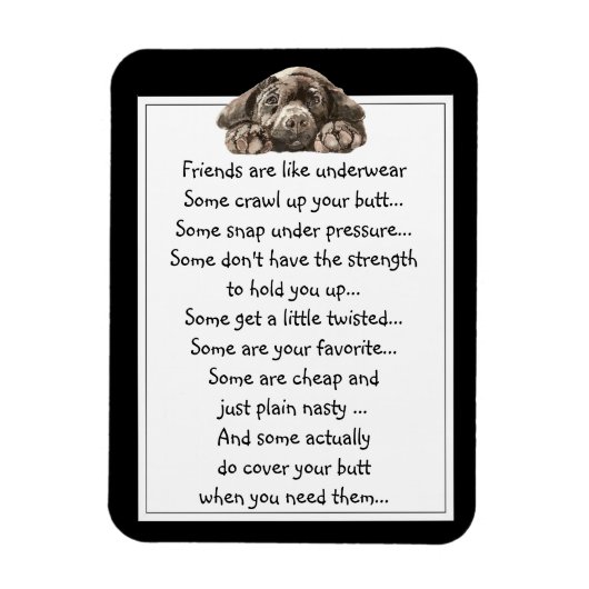 Fun Friend zijn als Ondergoed Quote met Hond Magneet (Verticaal)