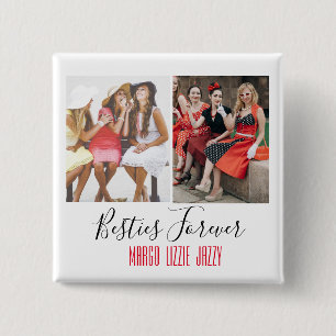 Fun Friendship Gepersonaliseerd Foto Vierkante Button 5,1 Cm