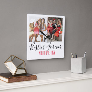 Fun Friendship Gepersonaliseerd Foto Vierkante Klok