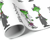 Fun Frog Bride en Groom Wedding Design Cadeaupapier (Rol Hoek)