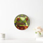 Fun Frog met Red Eyes Persoonlijke naam Ronde Klok (Huis)