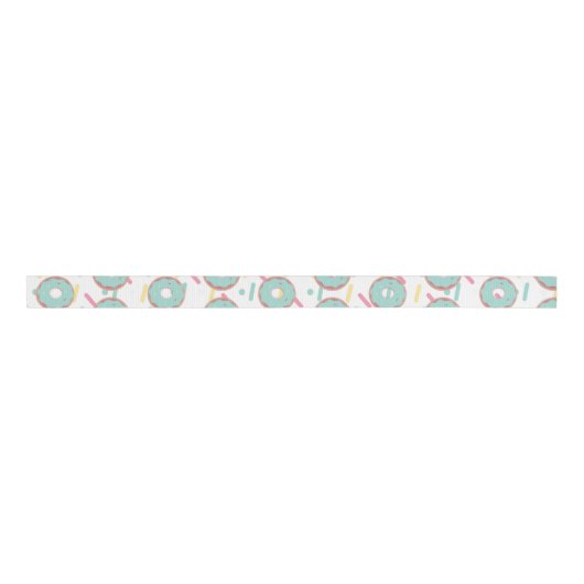 Fun Frosted Sprinkles Blauwgroen Donut Party Grosgrain Lint (Voorkant)