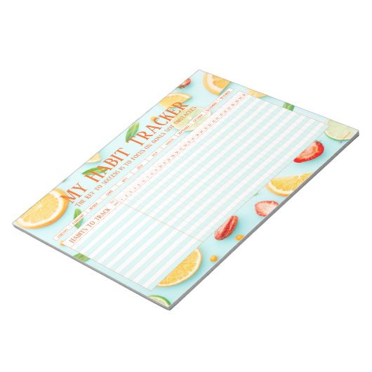 Fun Fruity, nieuwe jaar Habit Tracker Notitieblok (Schuin)
