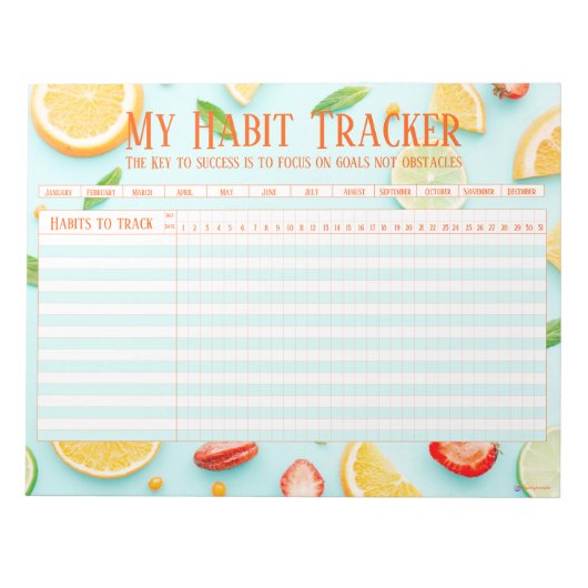 Fun Fruity, nieuwe jaar Habit Tracker Notitieblok (Voorkant)