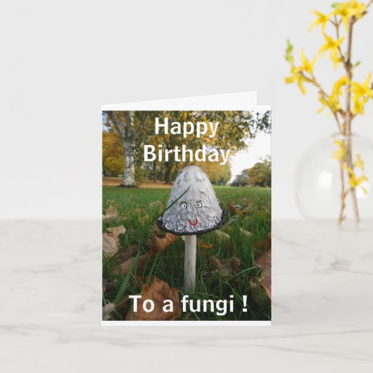 Fun Fungi Happy Birthday-kaart - aanpasbaar Kaart (Gele Bloem)