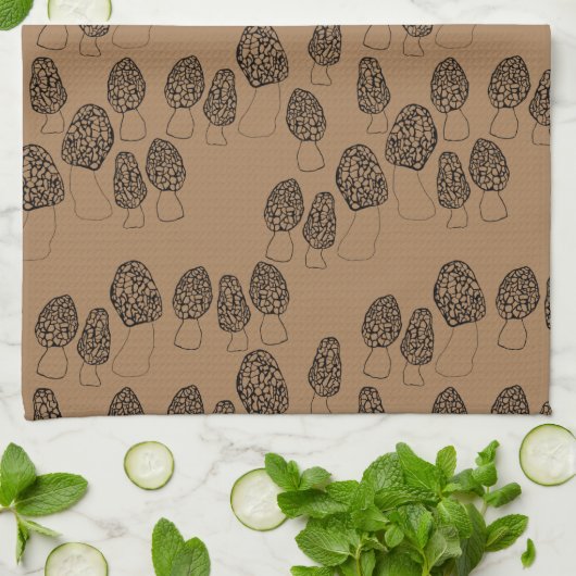 Fun Fungi Morel Mushrooms Patroon Theedoek (Gevouwen)