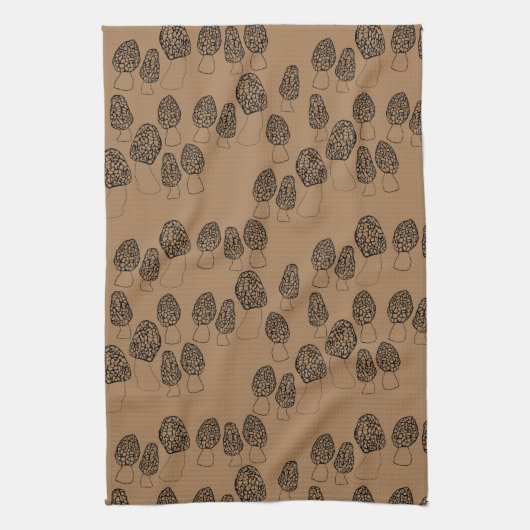 Fun Fungi Morel Mushrooms Patroon Theedoek (Verticaal)