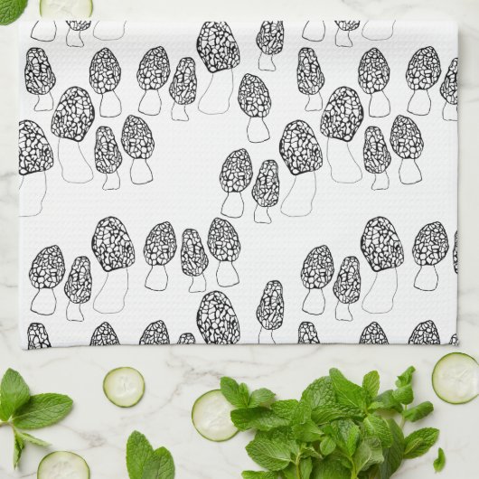 Fun Fungi Morel Mushrooms Patroon Theedoek (Gevouwen)