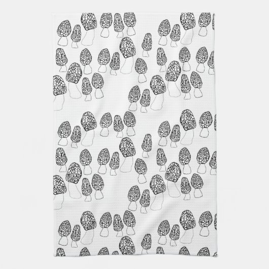Fun Fungi Morel Mushrooms Patroon Theedoek (Verticaal)