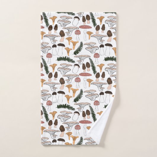 Fun Fungi Mushroom Fern Pattern Bad Handdoek (Handdoek)