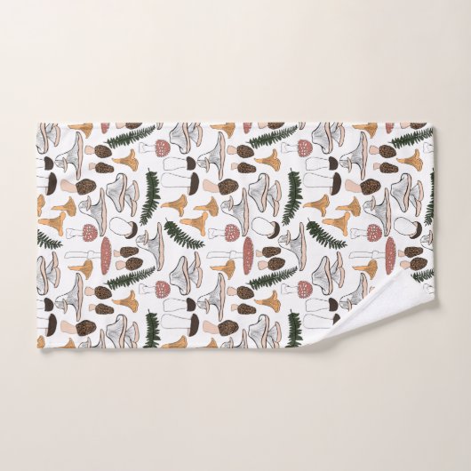 Fun Fungi Mushroom Fern Pattern Bad Handdoek (Handdoek)