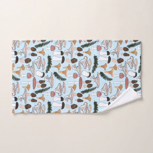 Fun Fungi Mushroom Fern Pattern Bad Handdoek (Handdoek)