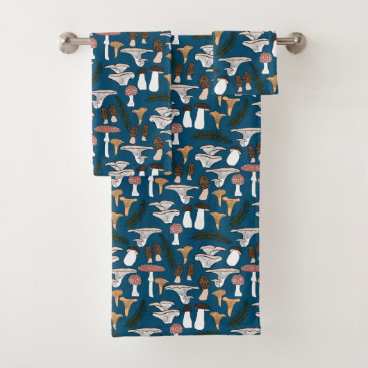 Fun Fungi Mushroom Fern Pattern Bath Towel set Bad Handdoek (Insitu)